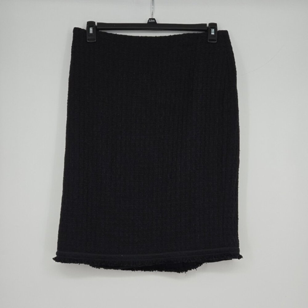 Talbots Tweed Elegant Black Women's Skirt Slit In Back Plus Size Curvy Size 16 - Picture 1 of 12